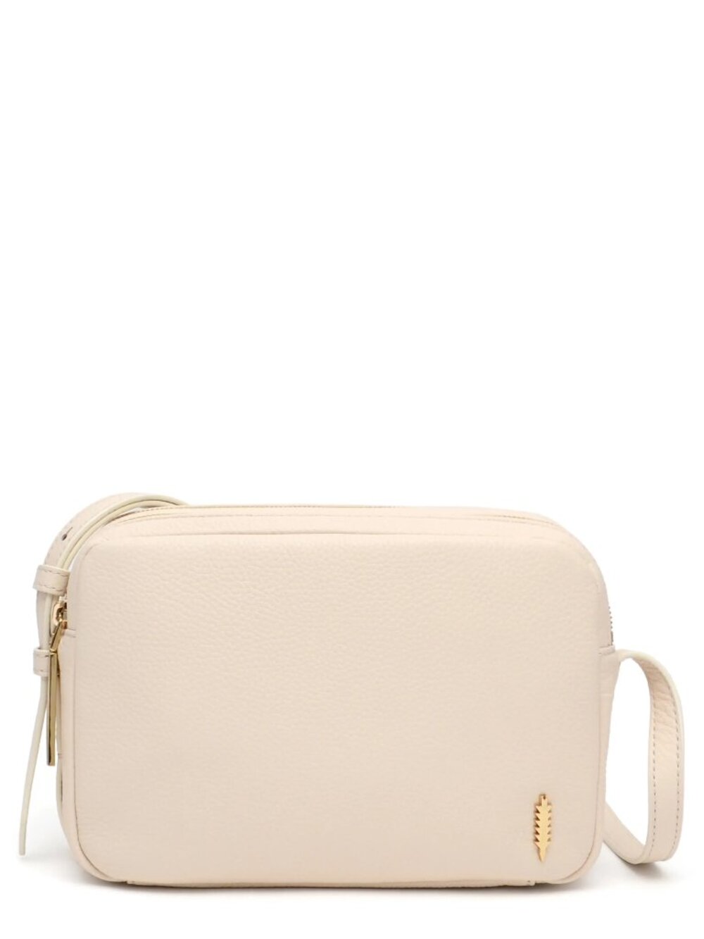 Thacker Lola Camera Crossbody Bag Cream Pebbled Leather Gold